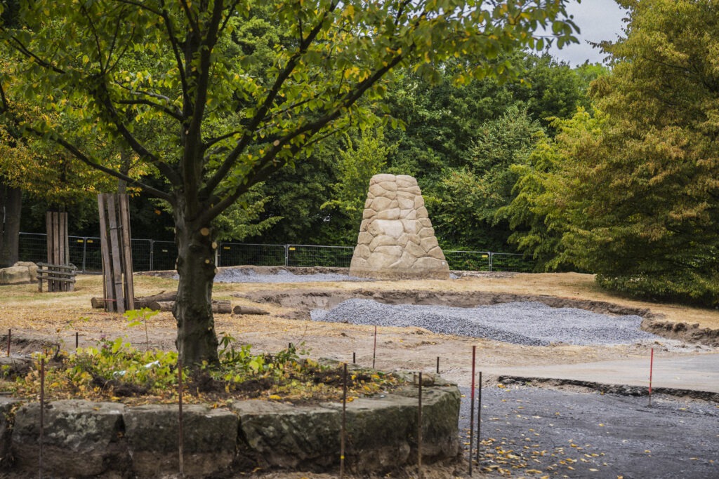 Baustellenfortschritt im Emscherpark in Essen-Karnap.