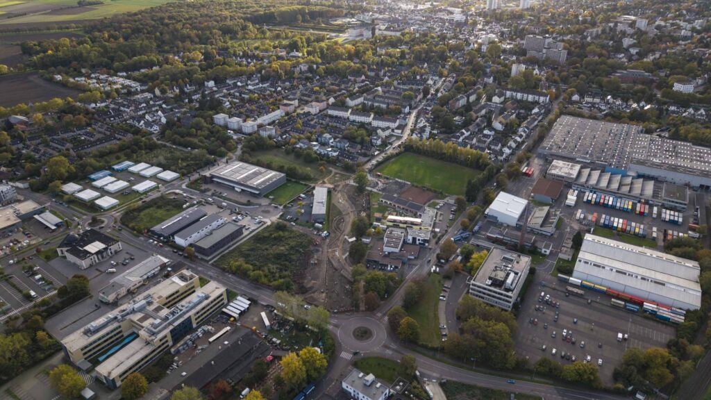Vogelperspektive des neuen Bürgerpark Brühl-Ost.