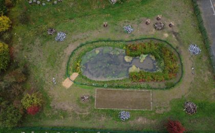 Amphibiengewässer in Köln aus der Vogelperspektive.